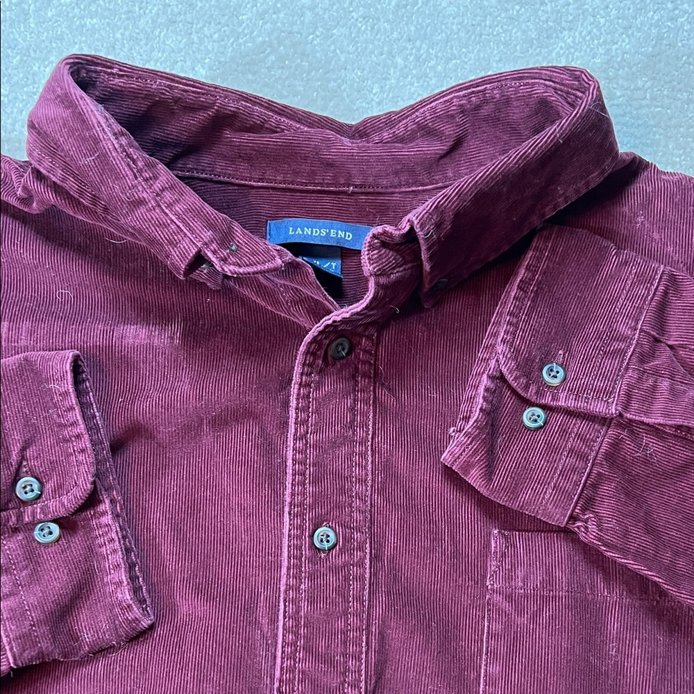 Lands' End Men's Casual Corduroy Shirt - Deep Red‎